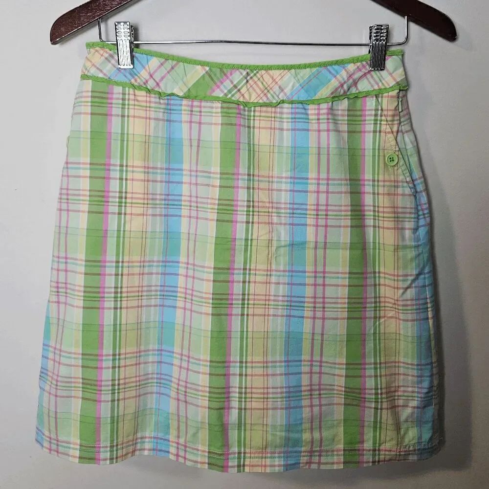 Lilly Pulitzer Pastel Plaid Golf Skort Vintage White Label Women's Multicolor Si